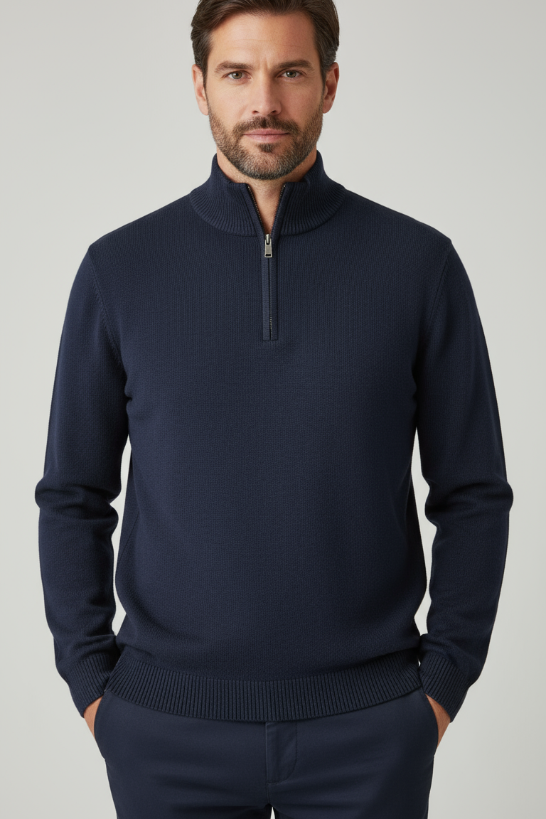 ZipLuxe Signature Quarter Zip Jumper for Men in Luxe Knit