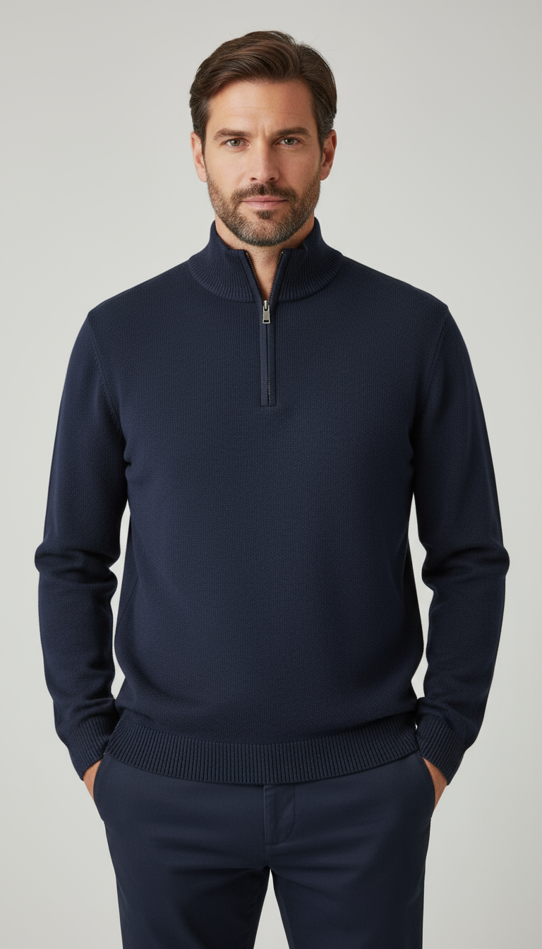 ZipLuxe Signature Quarter Zip Jumper for Men in Luxe Knit