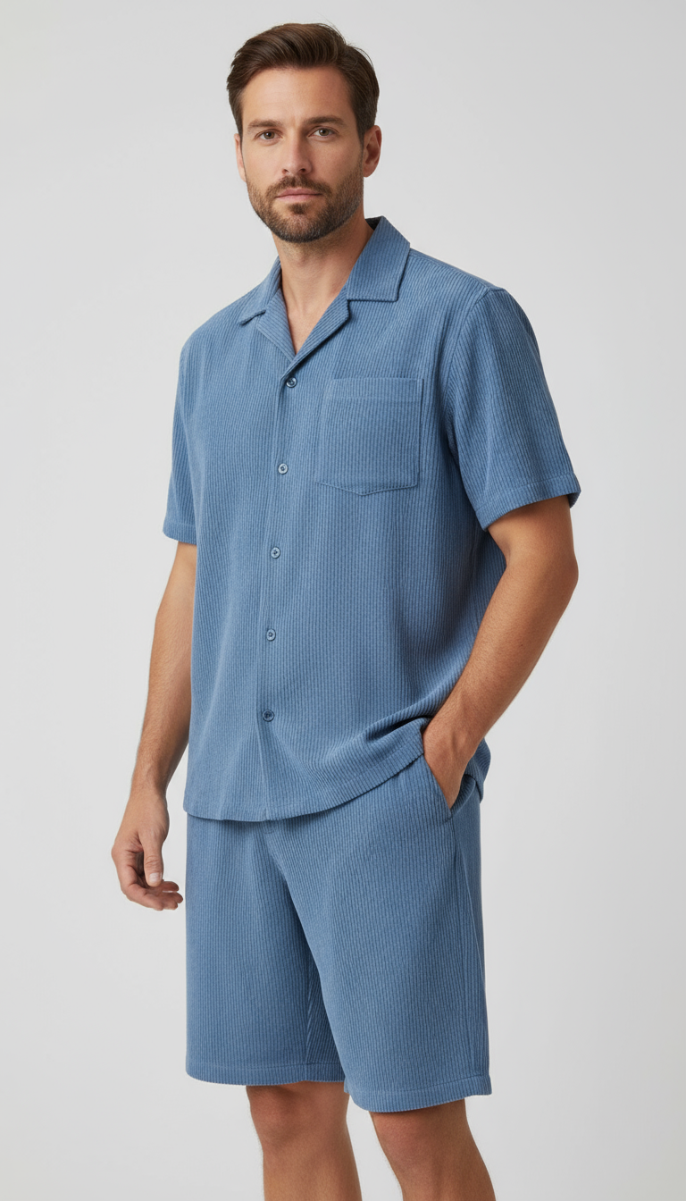 Ola Tropical Luxe Linen Shirt And Bermuda Shorts