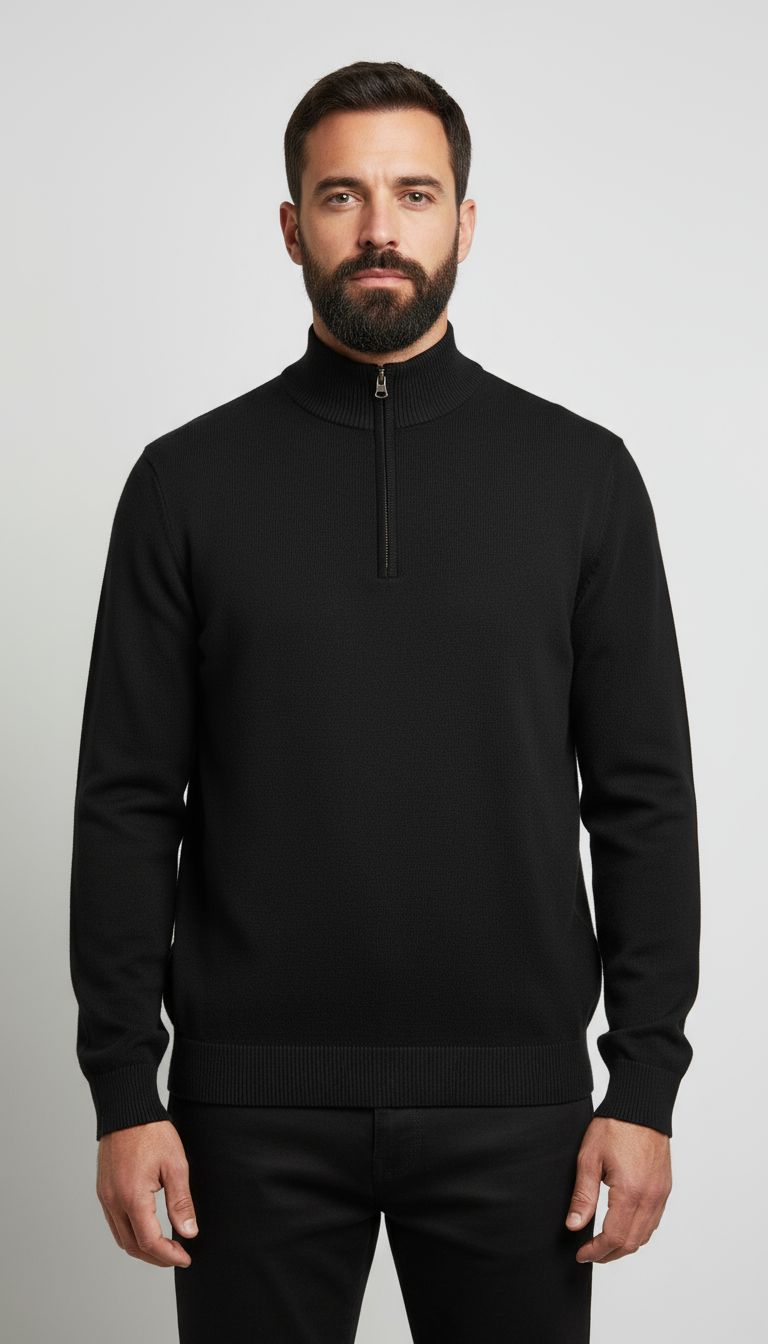 ZipLuxe Signature Quarter Zip Jumper for Men in Luxe Knit