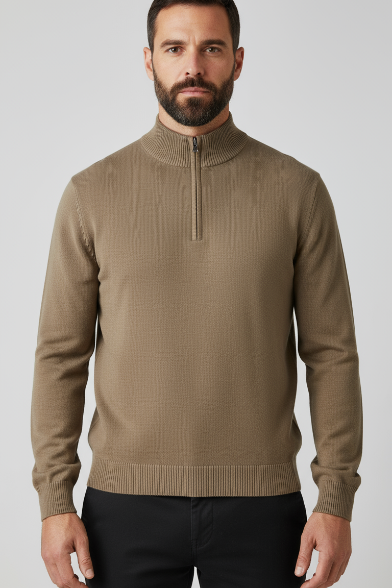 ZipLuxe Signature Quarter Zip Jumper for Men in Luxe Knit