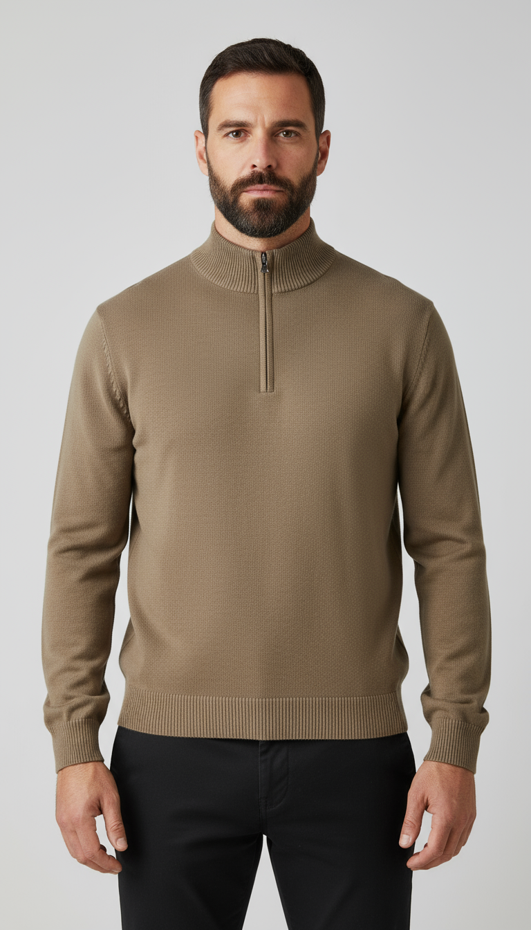 ZipLuxe Signature Quarter Zip Jumper for Men in Luxe Knit