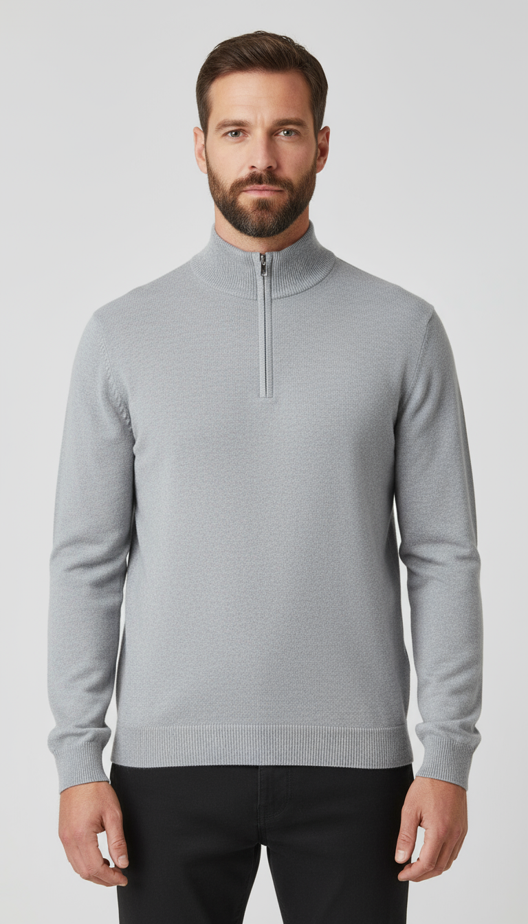 ZipLuxe Signature Quarter Zip Jumper for Men in Luxe Knit
