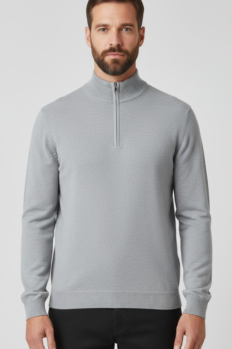 ZipLuxe Signature Quarter Zip Jumper for Men in Luxe Knit