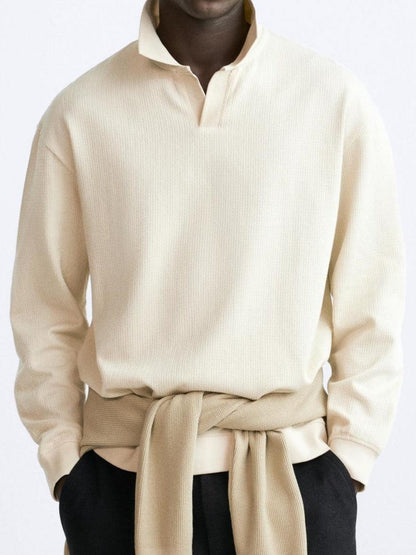 Suéter beige con cuello de polo – Estilo casual con elegancia