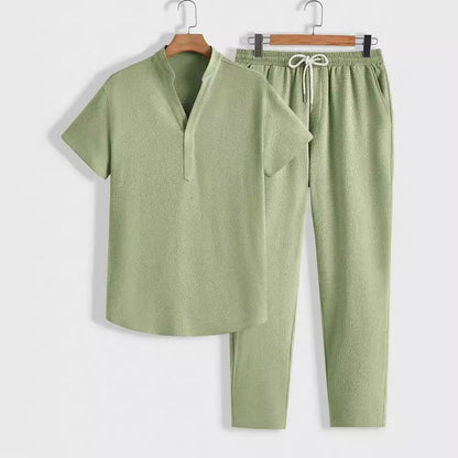 Conjunto de Lounge Moderno para Hombre | Polo con Cuello Alto & Pantalón