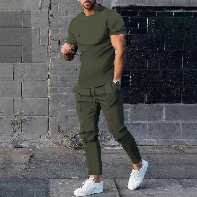Conjunto de ocio para hombres con camiseta y pantalones jogger slim-fit