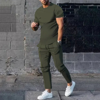 Conjunto de Ocio para Hombre – Dos Piezas con Camiseta y Pantalón en Corte Slim Fit Moderno