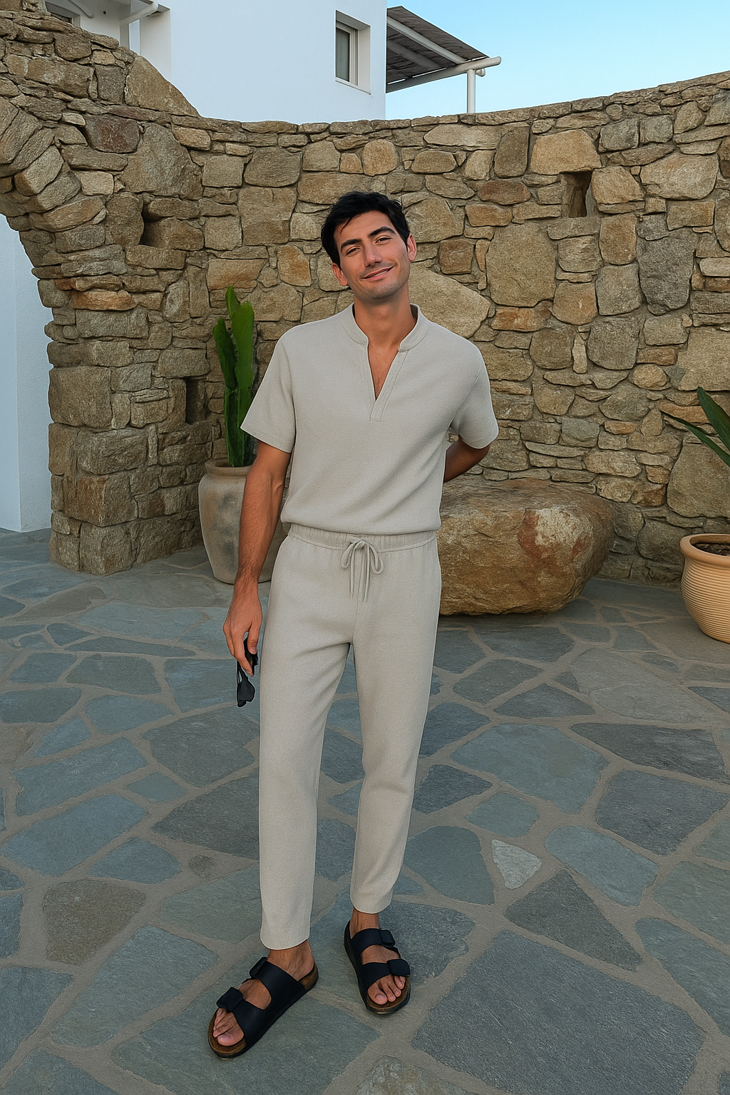 Conjunto de Lounge Moderno para Hombre | Polo con Cuello Alto & Pantalón