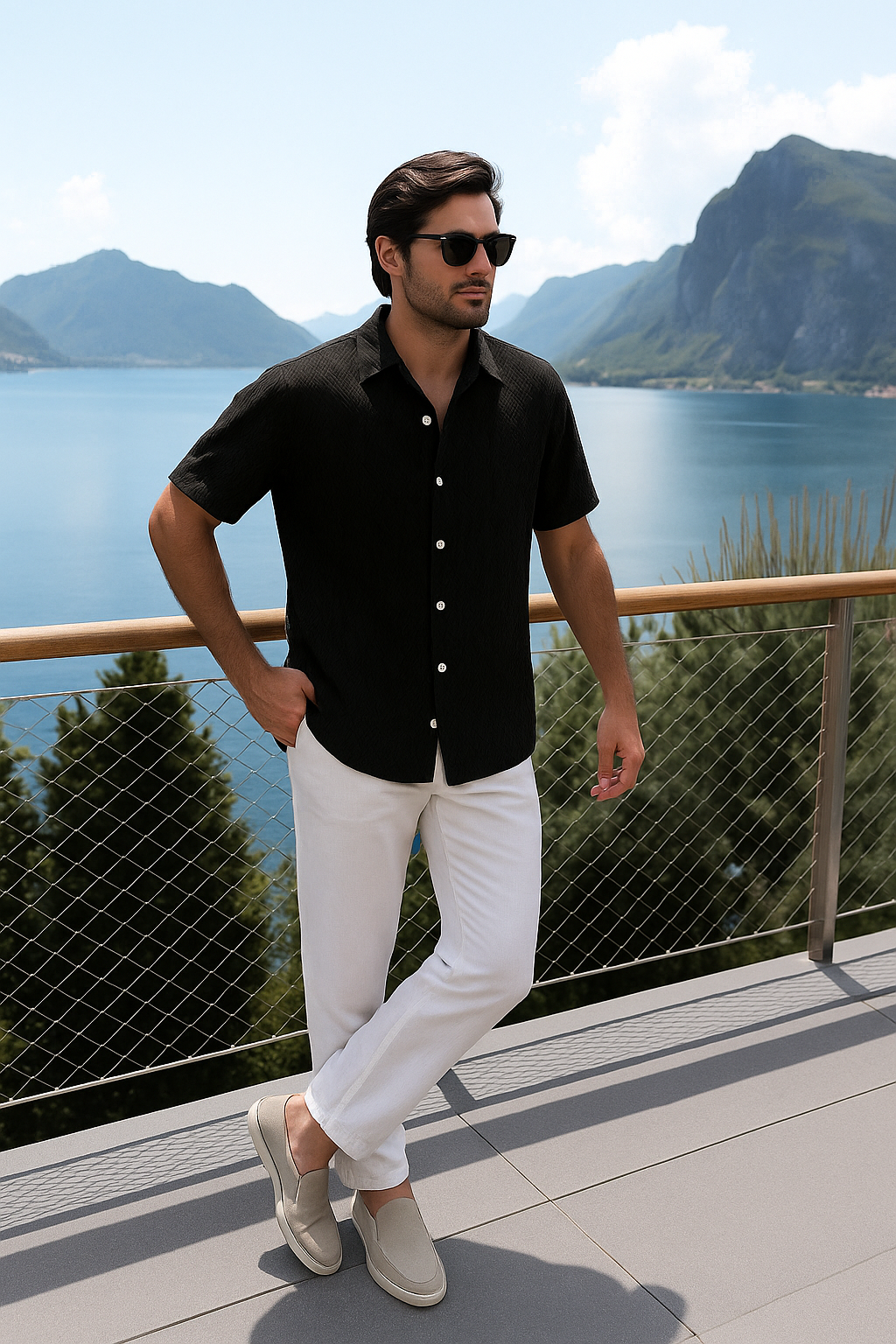Conjunto de Verano Estiloso para Hombre | Dos Piezas de Tela de Toalla